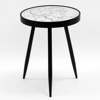 طاولة قهوة دائرية التيجان معدن بلون اسود مع ابيض أ...