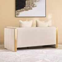 كنبة أوليفارا و مقعدين مع وسادتين قماش لون كريمي و...