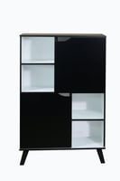 وحدة تخزين أدراج ورفوف بابين خشب ماليزي - أسود