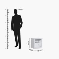 كومودينو سرير كورنيل بدرج خشب و رف تخزين لون ابيض...