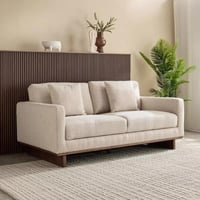 كنبة روما بمقعدين مع وسادتين قماش مخملي لون كريمي...