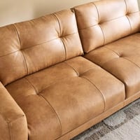 كنبة المقيال 3 مقاعد قماش جلد لون هافان بأرجل معدن...