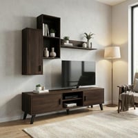 وحدة تلفزيون دوناتا 4 قطع خشب ماليزي 160 سم - بني