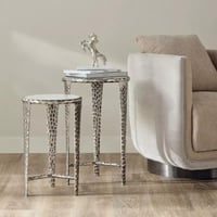 طقم طاولة من قطعتين بسطح من الرخام الأصلي قاعدة مع...