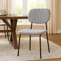 كرسي طعام كوليم قماش بارجل معدنية لون رمادي فاتح م...