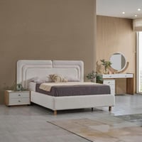 طقم غرفة نوم كينج 5 قطع منجدة مع سرير تخزين هيدرول...