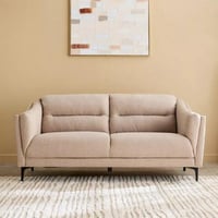 كنبة فيرينا 3 مقاعد قماش لون بيج داكن بارجل معدن ا...