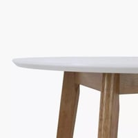 طقم طاولة سفرة مستديرة سطح ابيض خشب مطّاط بمقعدين...