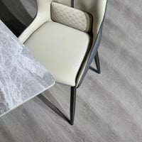 طقم طاولة سفرة بسطح حجري متكلس 6 كراسي بأرجل معدن...