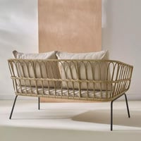 طقم جلسة خارجية إلنورا 4 قطع مع وسائد راتان بيج بأ...