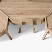 طقم طاولات قهوة ألزورينا 5 قطع خشب هندسي لون بيج