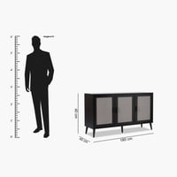 بوفيه جانبية نورديك 3 باب مزين بطبعات الراتان لون...