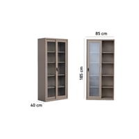 دولاب مكتبي مارييلا حديد باب سحاب زجاج 5 رفوف - بي...