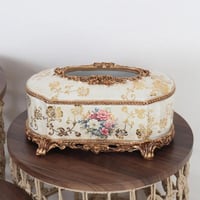 غطاء مناديل تُراثية ريزن باللمسة الإيطالية ذهبية ل...