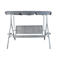 أرجوحة للحديقة بثلاثة مقاعد مع مظلة بيزا - رمادي