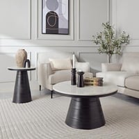 طاولة قهوة إدوين بسطح رخام و قاعدة معدن مقاس 80x80...