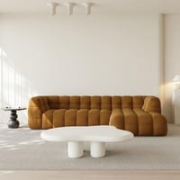 كنبة زاوية جورنيل على شكل حرف L - قماش مخمل ناعم ل...