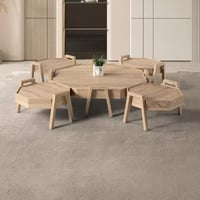 طقم طاولات قهوة ألزورينا 5 قطع خشب هندسي لون بيج