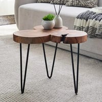 طاولة قهوة أڤريونا من الخشب الصلب و قاعدة معدن اسو...