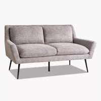 كنبة أردورا بمقعدين قماش لون رمادي بارجل معدن اسود