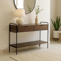 كونسول إيميلدا خشب بني بدرجين و رف للتخزين و هيكل...