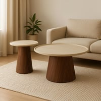 طقم طاولات لونيتّا طاولتين خشب بتصميم عصري سطح بيج...