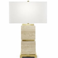 اباجورة طاولة كالبورنيا بقاعدة رخامية مزدوجة مع تف...