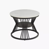 طقم طاولة قهوة لونفيرا مستديرة قطعتين سطح الحجر ال...