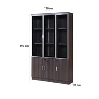 دولاب ملفات سيينا 3 درفات خشب رمادي مع زجاج