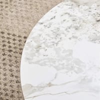 طاولة قهوة زيلڤيورا مستديرة سطح حجر ملبد ابيض بقاع...