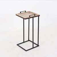 طاولة خدمة إلورا بسطح خشب و قاعدة معدن مقاس 28x28x...