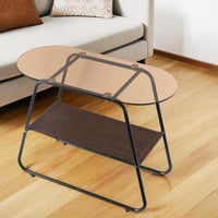 طاولة خدمة وتقديم دورين سطح زجاج بقاعدة معدن - لون...