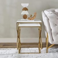 طقم طاولات أوتيس متداخلة من قطعتين بسطح من الرخام...