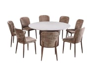 طاولة طعام جولييتّا مستديرة سطح بديل الرخام ابيض و...