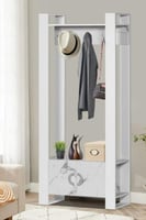 كونسول رفوف وأدراج سفلية وتعاليق - ابيض و رخامي مق...