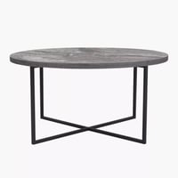 طاولة قهوة كورڤيلا مستديرة سطح خشب صلب لون رمادي ب...