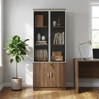 دولاب ملفات سيينا درفتين خشب بني مع زجاج