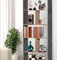 وحدة رفوف بتصميم مفتوح 5 أدوار- رمادي خشبي