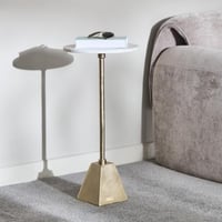 طاولة جانبية ديوني بسطح من الرخام و قاعدن معدن مقا...