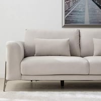 كنبة قماش 3 مقاعد مع وسادتين بأرجل معدن فضي من سوف...