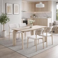 طاولة طعام إيزابيلا مستطيلة سطح الرخام بيج بأرجل م...