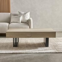 طاولة قهوة رافينا بسطح خشبي متين 2 درج للتخزين بأر...