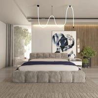 سرير سبلندر بظهر منجد مخمل باللون الرمادي