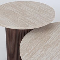 طقم طاولات فيوريلا دائري قطعتين خشب بني داكن في بي...