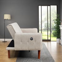 كنبة سرير قماش 3 مقاعد مع 2 حامل أكواب وشاحن يو إس...