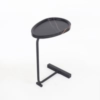 طاولة خدمة جانبية لوتس بسطح خشب أسود و قاعدة معدن...