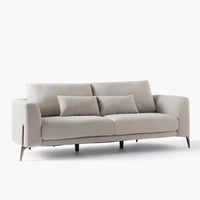 كنبة قماش 3 مقاعد مع وسادتين بأرجل معدن فضي من سوف...