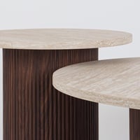 طقم طاولات فيوريلا دائري قطعتين خشب بني داكن في بي...