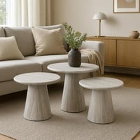 طقم طاولات لونا وود خشب باللون البيج-3 حبة