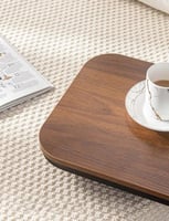 طاولة خدمة رونيتا بسطح خشب بني و قاعدة معدن مقاس 4...